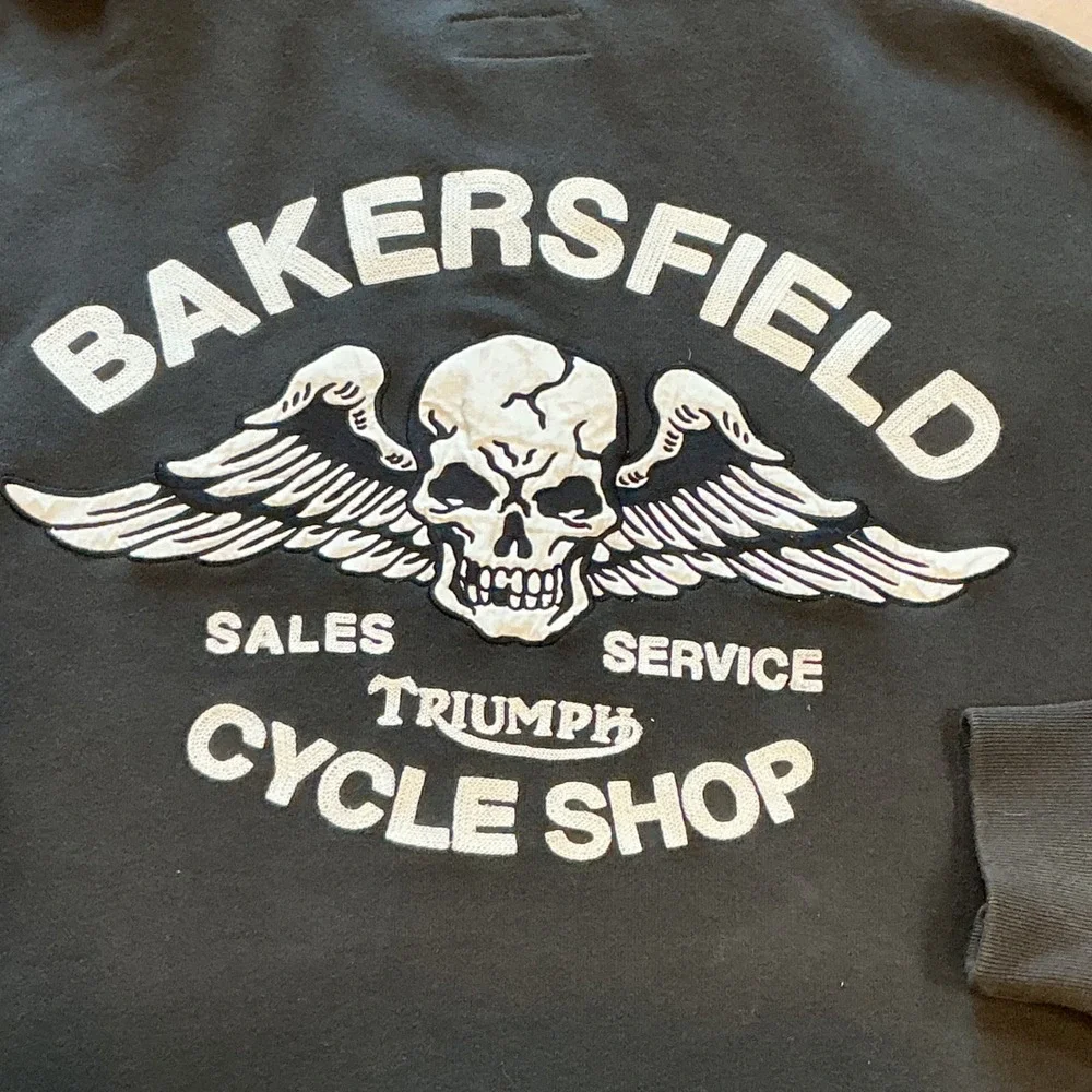 Lucky Brand Triumph Bakersfield Cycle Shop Full Zip Sweatshirt Mens XXL Black